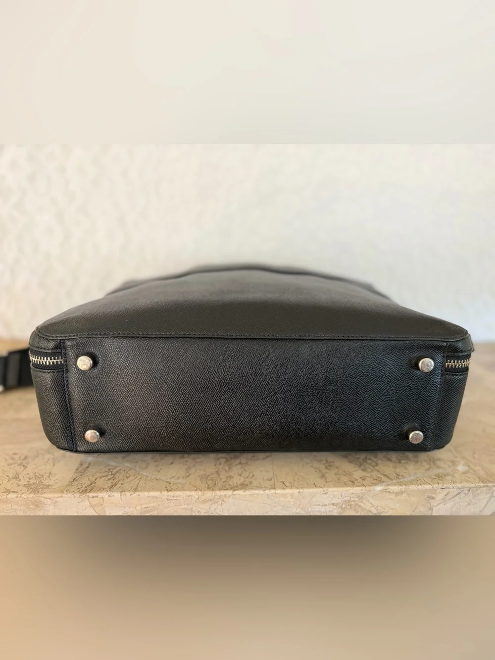 COACH Leather Briefcase Black F79973 Men's Black Leather Briefcase Travel Bag